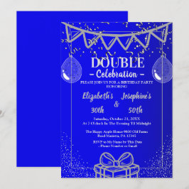 Convite Festa de aniversário Dupla Junta Adulta | Prata Az