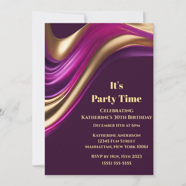 Convite Festa de aniversário-É Festa-Abstrato de-Arte-Flux (Frente)