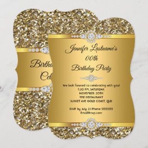 Convite Festa de Aniversário Elegante com Brilho Dourado e