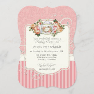 Convite Festa de aniversário Elegante de Rosas de Aquarela