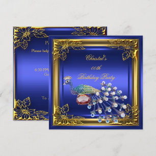 Convite Festa de Aniversário Elegante Elite Pavão Dourado