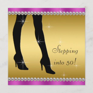 Convite Festa de Aniversário Elegante Magenta e Dourado