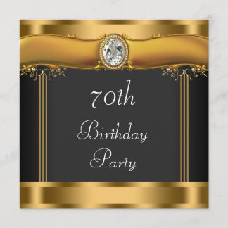 Convite Festa de aniversário Elegante Preta e Dourada