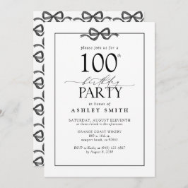 Convite Festa de aniversário Elegante Preto e Branco 100º
