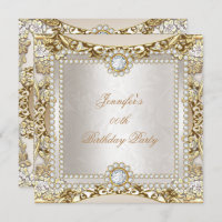 Festa de aniversário Elite Cream Dourada Diamond D