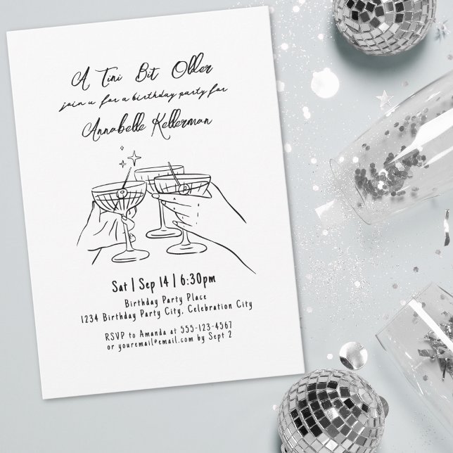 Convite Festa de aniversário Engraçado Adulto Martini (Funny Adult Martini Birthday Party Invitation )