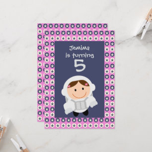 Convite Festa de aniversário Espacial das Estrelas Rosa e 