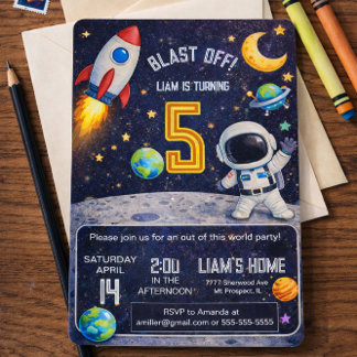 Convite Festa de Aniversário Espacial: Decolagem no Espaço