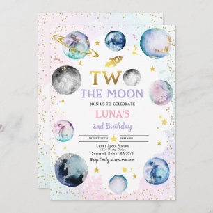 Convite Festa de aniversário Espacial Dois O segundo anive