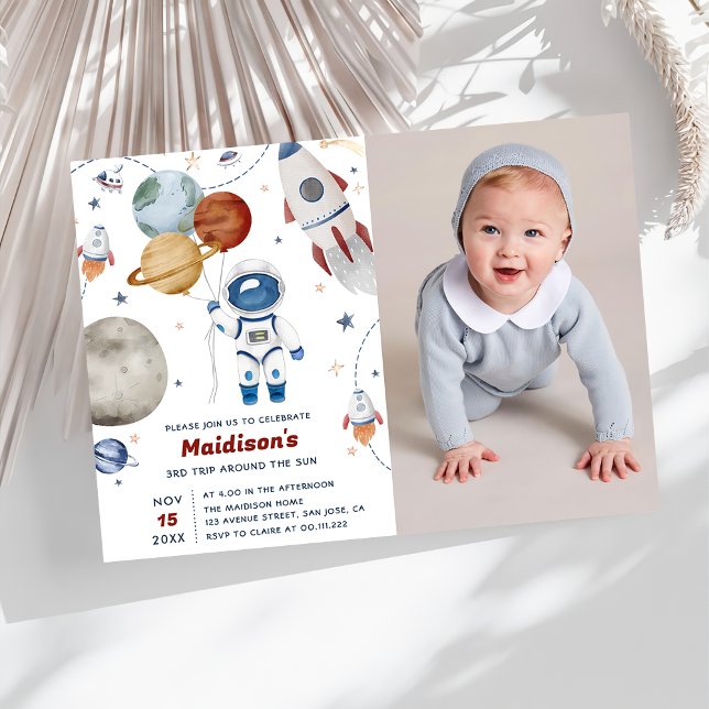 Convite Festa de aniversário Espacial Exterior 3ª Viagem E (Criador carregado)