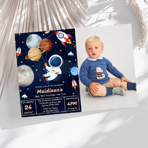 Convite Festa de aniversário Espacial Exterior 3ª Viagem E