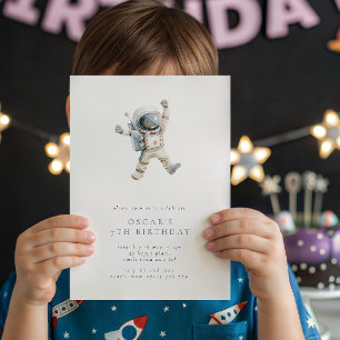 Convite Festa de aniversário Espacial Minimalista do Astro