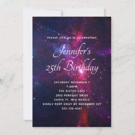 Convite Festa de Aniversário Espaço Cósmico Estrelas e Neb