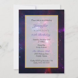 Convite Festa de Aniversário Espaço Cósmico Estrelas e Neb