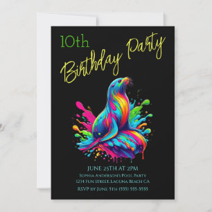 Convite Festa de Aniversário - Espirro de Leão-Mar Colorid