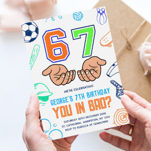 Convite Festa de Aniversário Esporte 6 7 Meme Tendência Se
