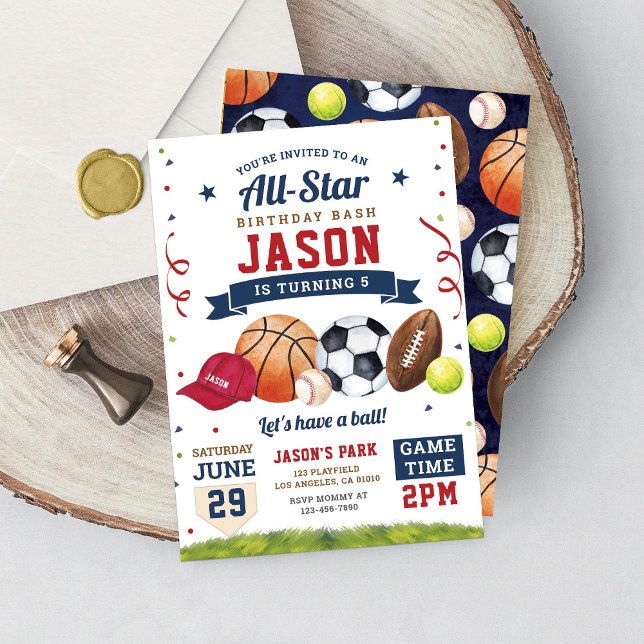 Convite Festa de aniversário Esportiva - Todos os índios (Criador carregado)