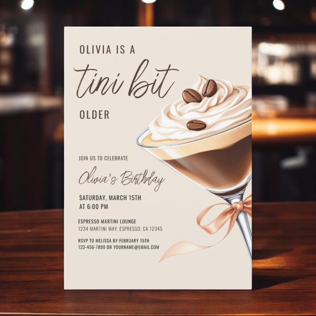 Convite Festa de aniversário Espresso Martini Um Tini Bit  (Criador carregado)