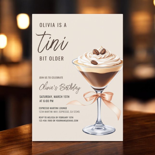 Convite Festa de aniversário Espresso Martini Um Tini Bit  (Criador carregado)