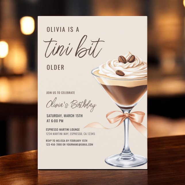 Convite Festa de aniversário Espresso Martini Um Tini Bit  (Criador carregado)