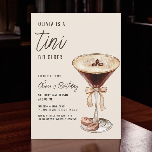 Convite Festa de aniversário Espresso Martini Um Tini Bit  (Criador carregado)