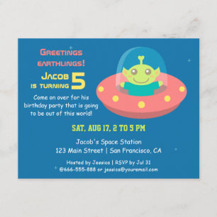 Convite Festa de aniversário estrangeira bonito do espaç