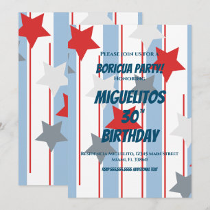 Convite Festa de Aniversário Estrelas Hispânicas Porto-Riq