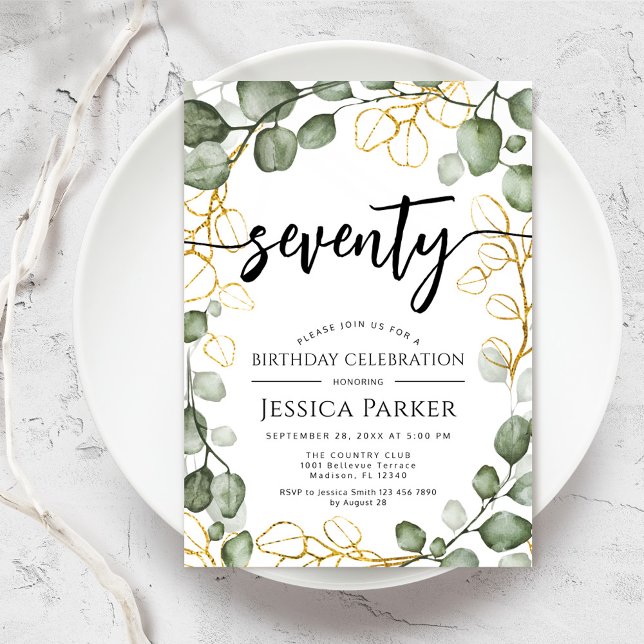 Convite Festa de aniversário Eucalyptus Wreath 70 (Criador carregado)