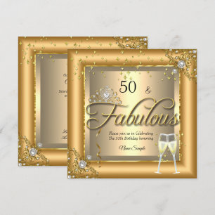 Convite Festa de Aniversário Fabulosa Champanhe de Ouro