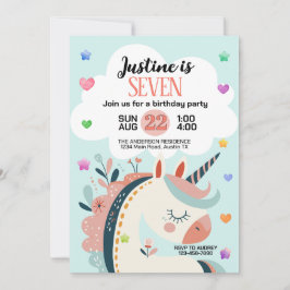 Convite Festa de Aniversário Fantasia Mágica Unicórnio