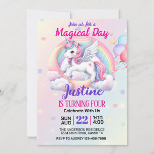 Convite Festa de Aniversário Fantasia Mágica Unicórnio