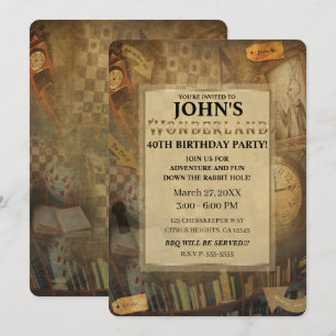 Convite Festa de Aniversário Fantasia Vintage Alice no Paí