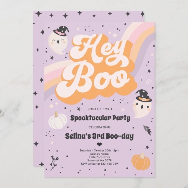 Convite Festa de aniversário Fantasma de Leitura de Hallow (Frente/Verso)