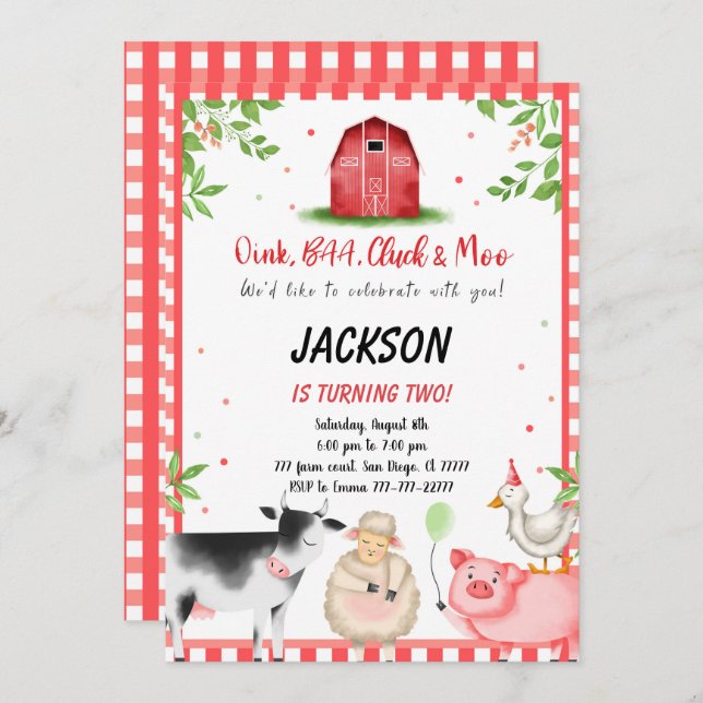 Convite Festa de aniversário fazenda (Frente/Verso)