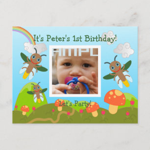 Convite Festa de aniversário feliz com vaga-lume