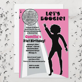 Convite Festa de Aniversário Feminino Pink Disco Boogie