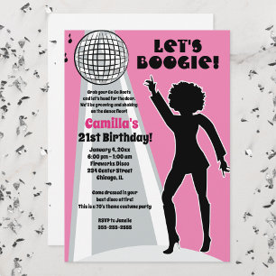 Convite Festa de Aniversário Feminino Pink Disco Boogie