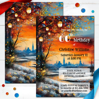 Convite Festa de aniversário festiva de inverno para adult