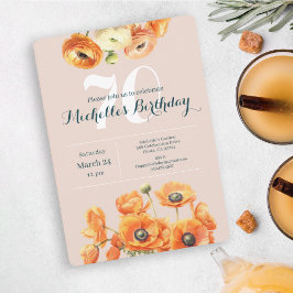 Convite Festa de aniversário Floral 70 do Jardim Cor-de-Ro