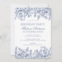 Festa de aniversário Floral Blue Chinoiserie Vinta
