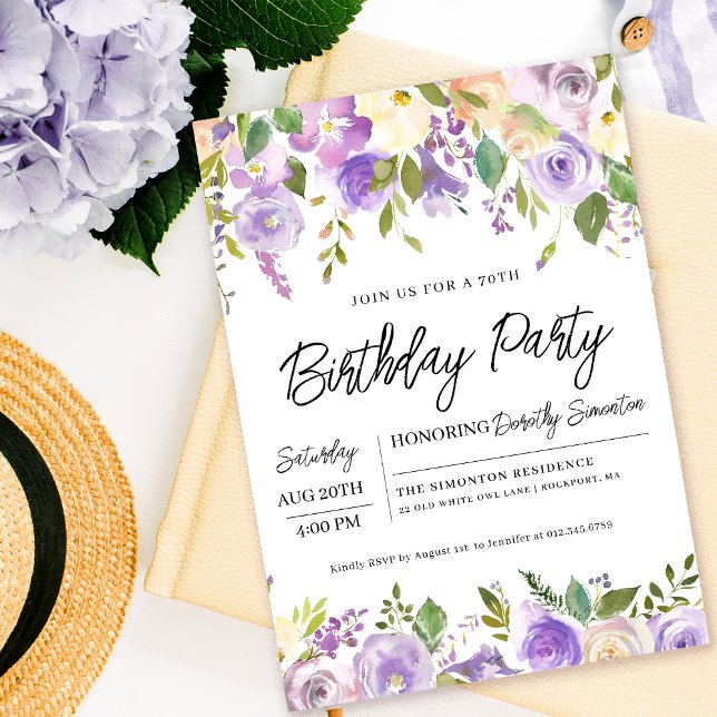 Convite Festa de aniversário Floral bonito (Matching party supplies, decor and signs available. Message me for help finding them. )