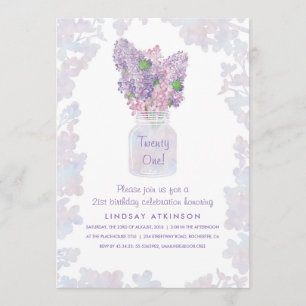 Convite Festa de aniversário floral da aguarela do frasco