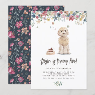 Convite Festa de aniversário floral da festão de Cockapo