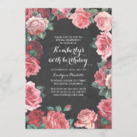 festa de aniversário floral do quadro do vintage