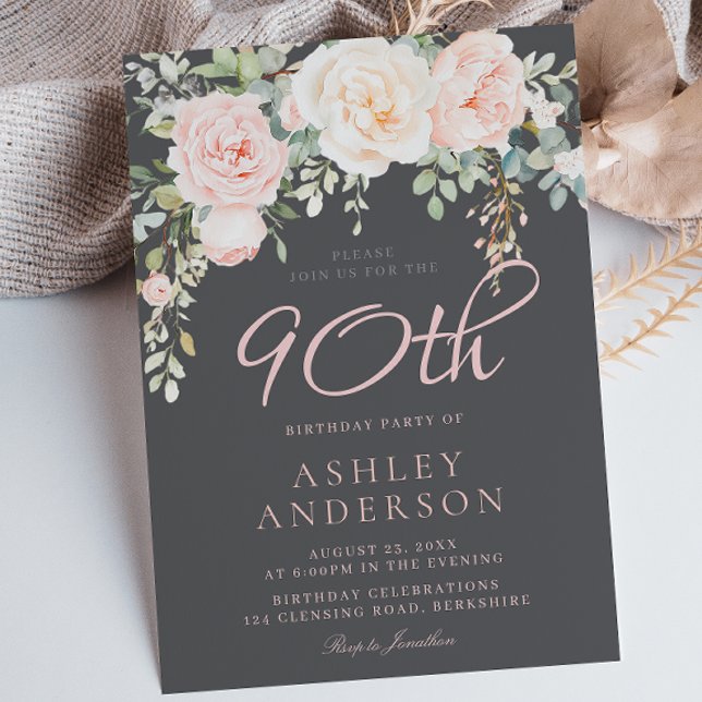 Convite Festa de aniversário Floral Elegante de Blush e Ci (Criador carregado)
