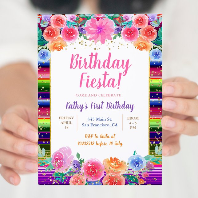 Convite Festa de aniversário Floral Fiesta Mexicana (Criador carregado)