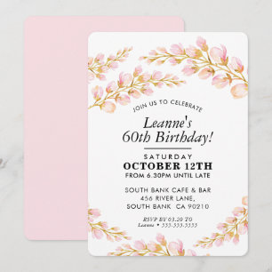 Convite FESTA DE ANIVERSÁRIO FLORAL INVITE na moda a rosa