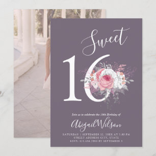 Convite festa de aniversário floral moderna elegante