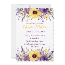 Festa de aniversário floral roxa 60ª