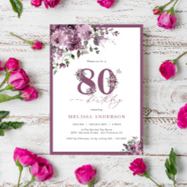 Convite Festa de aniversário Floral Roxo Elegante